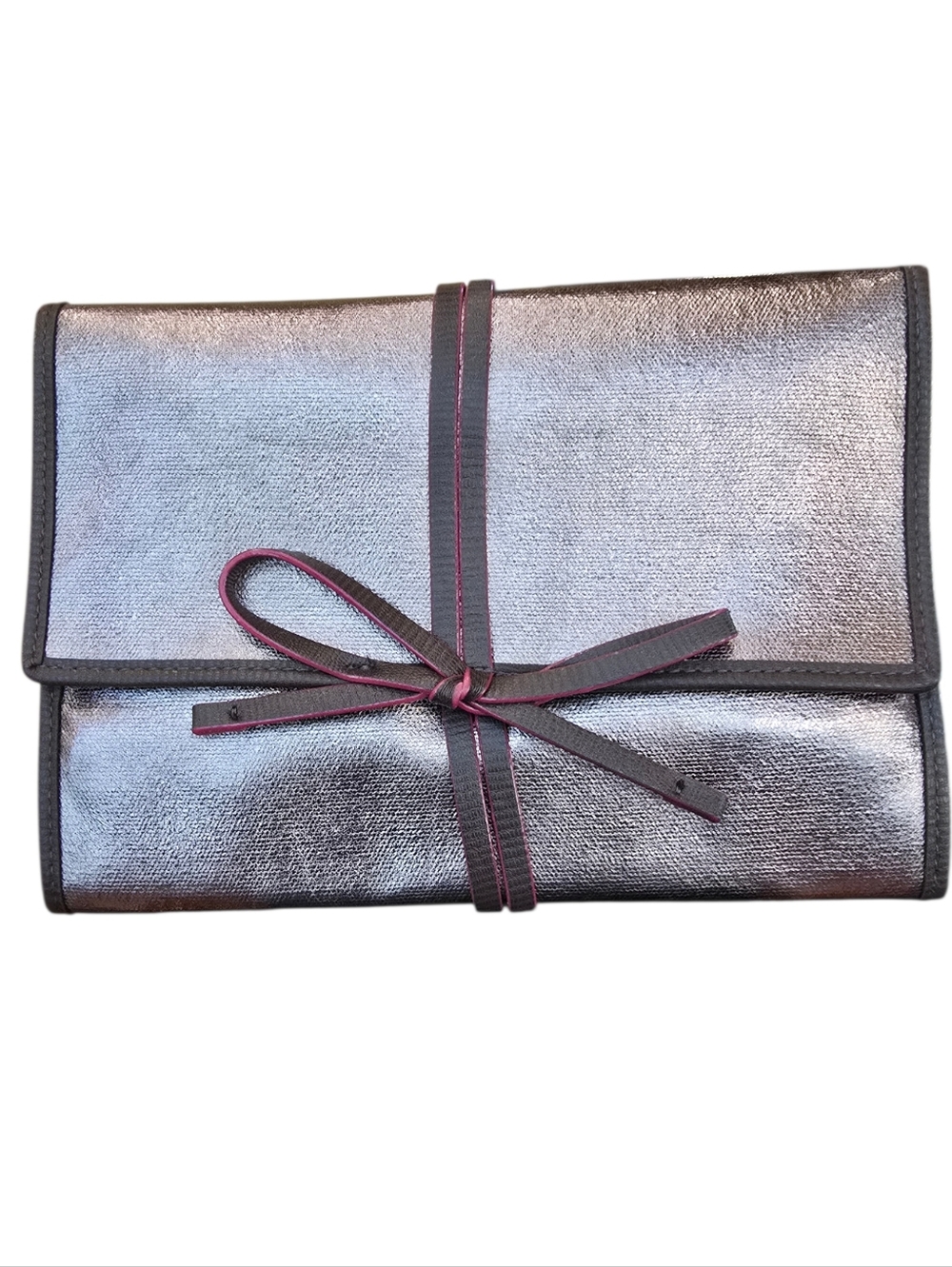 Stella & Dot Bring Your Bling Metallic Pewter Faux Leather Jewelry Case